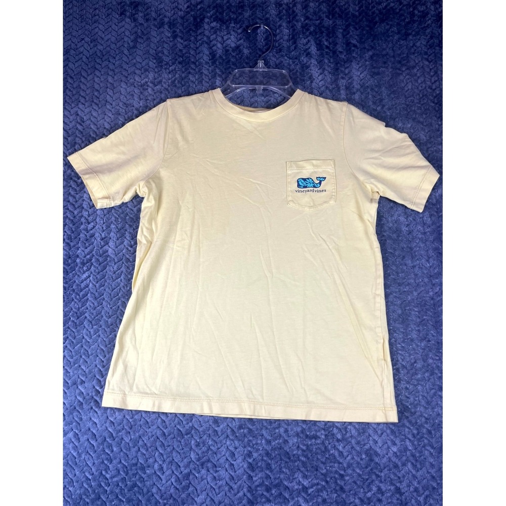 Vineyard Vines T Shirt Youth Small Yellow Cotton Tropical Palm Smiling Whale